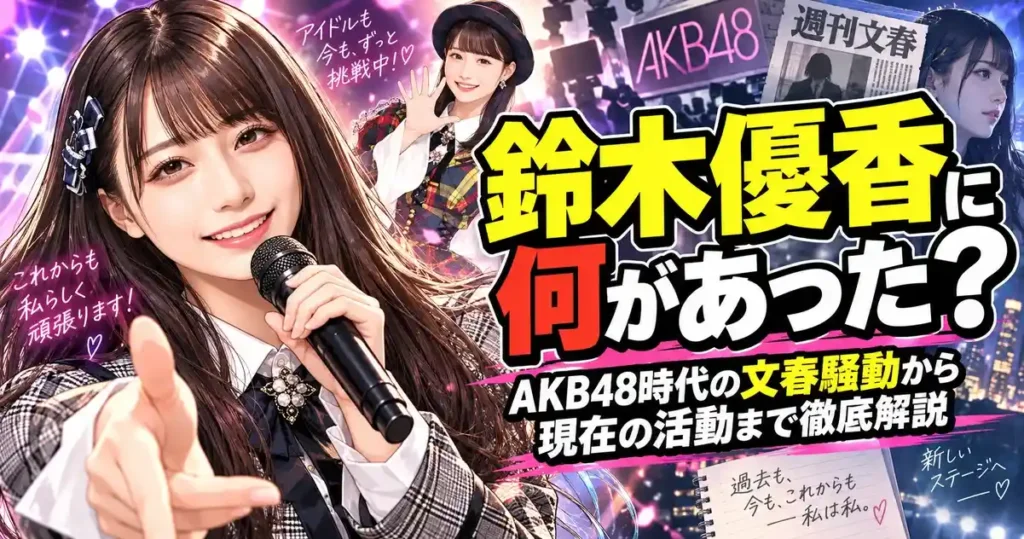 鈴木優香に何があった？AKB48時代の文春騒動から現在の活動まで徹底解説
